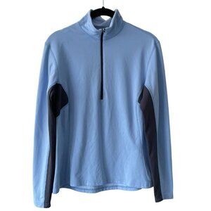 Mountain Equipment Co-op 1/2 Zip Mock Neck Pullover Casual Sweater Blue Large